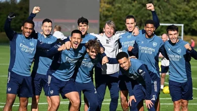 Andre Harriman-Annous, Charles Sagoe Jr and Marcell Washington train with Arsenal first-team