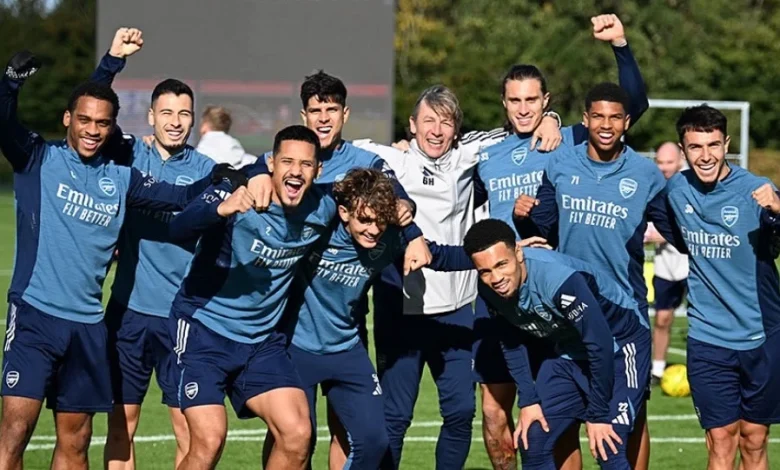 Andre Harriman-Annous, Charles Sagoe Jr and Marcell Washington train with Arsenal first-team