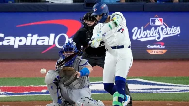Bichette playing second, batting cleanup for Blue Jays in Game 3 of World Series