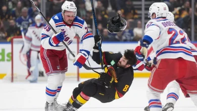 Canucks forward Conor Garland exits vs. Rangers