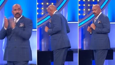 'Family Feud' host Steve Harvey loses his cards on stage while clapping for controversial answer