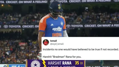 "Harshit 'Bradman' for you": Twitter loses it as Rana slams 35 after promotion over Dube