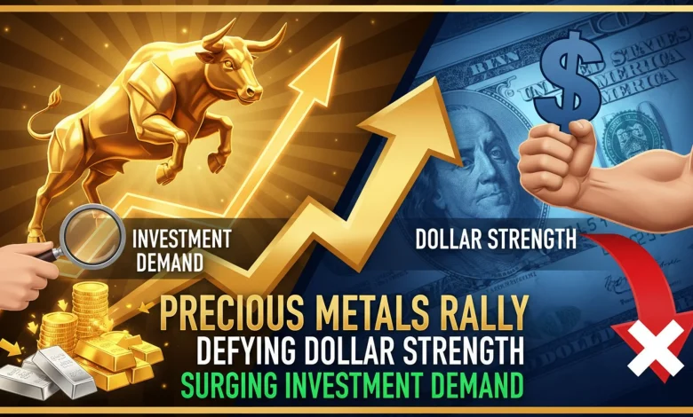 Kim loại quý tăng giá bất chấp sức mạnh của đồng USD nhờ nhu cầu đầu tư tăng vọt