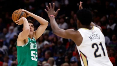 Luka Garza drilled a trio of three-point shots in a Celtics blowout win