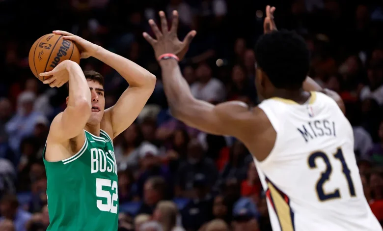 Luka Garza drilled a trio of three-point shots in a Celtics blowout win