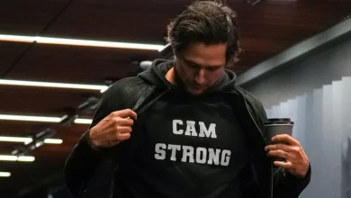 Montour returns to Kraken, wears 'Cam Strong' shirt in honor of late brother