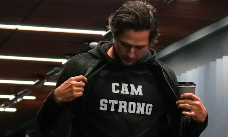 Montour returns to Kraken, wears 'Cam Strong' shirt in honor of late brother