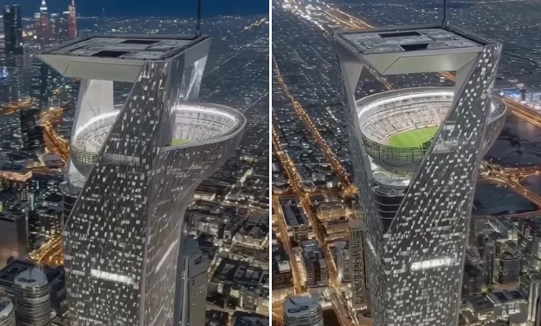 No, Saudi Arabia is not building a World Cup stadium on top of a skyscraper