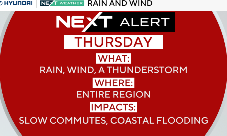 Rainy, windy Thursday in Philadelphia area, localized flooding possible. Here's the weather forecast.
