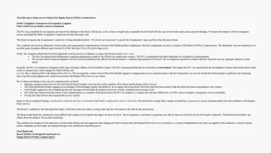 Statement on Behalf of the Regina Board of Police Commissioners