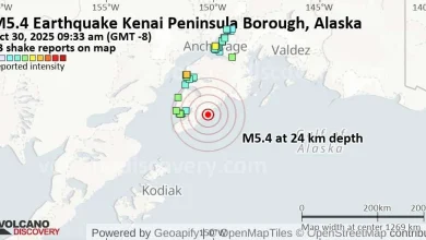 Strong mag. 5.4 earthquake - 66 mi southeast of Kalifornsky, Kenai Peninsula Borough, Alaska, United States, on Thursday, Oct 30, 2025, at 08:33 am (Anchorage time)