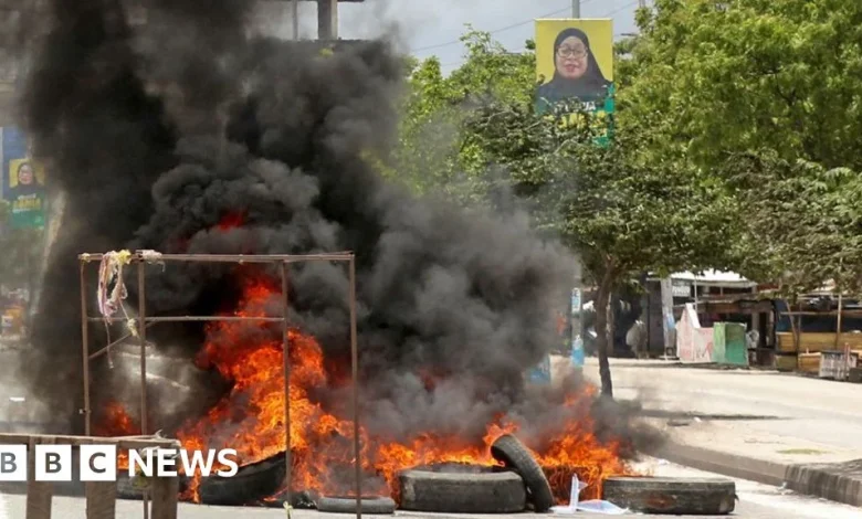 Tanzania election: Fresh protests after polls marred by unrest as President Samia Suluhu Hassan takes count lead
