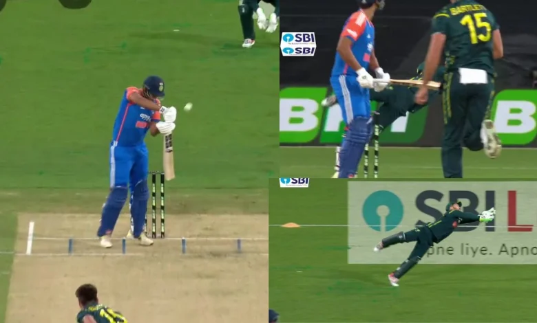 Watch: Josh Inglis grabs a stunning flying catch to remove Shivam Dube in Melbourne T20I