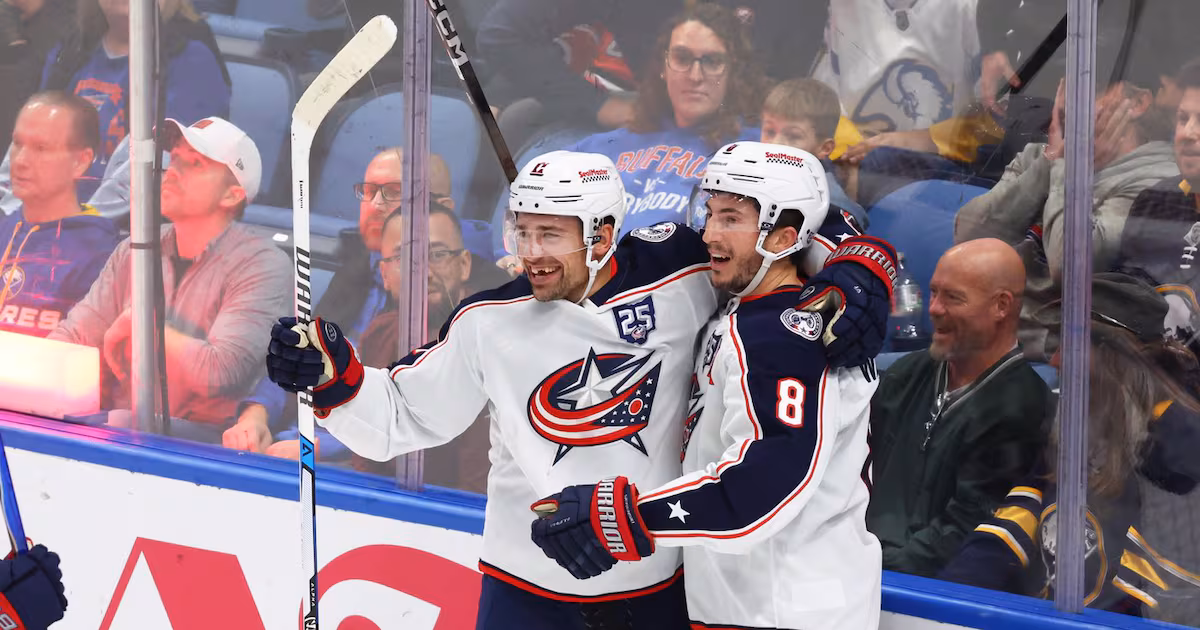 Wood scores twice, including OT winner, to lift Blue Jackets past Sabres