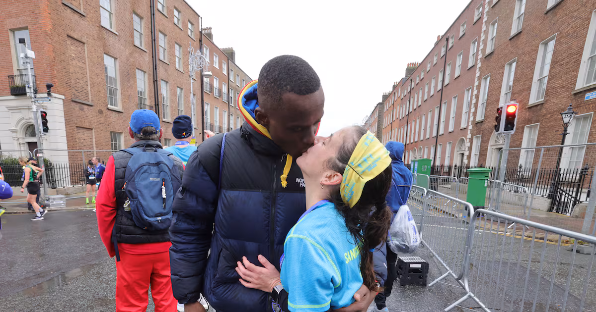 ‘I had 42km to think about it’: Dublin Marathon finish line sees marriage proposal