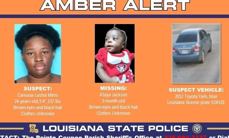 3-month-old baby abducted in New Roads Saturday, Louisiana State Police say