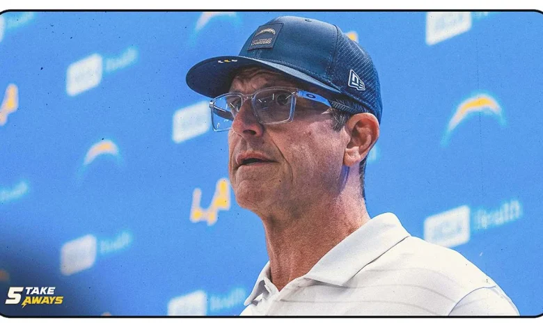 5 Takeaways: Jim Harbaugh on Chargers Bye Week Mindset, Omarion Hampton's Potential Return