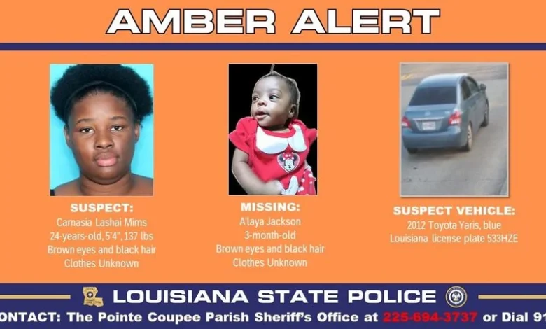 AMBER ALERT issued in Pointe Coupee Parish