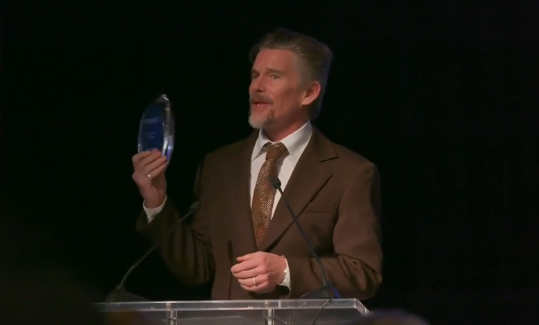 Actor Ethan Hawke accepts award from Miami Film Festival GEMS for 3 decades of work