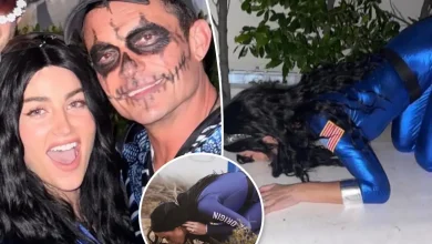 Actress Rachel Lynn Matthews dresses as astronaut Katy Perry in Halloween photo with Orlando Bloom