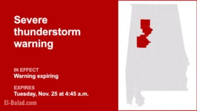 Alabama Thunderstorm Warning Set to Expire at 4:45 a.m.