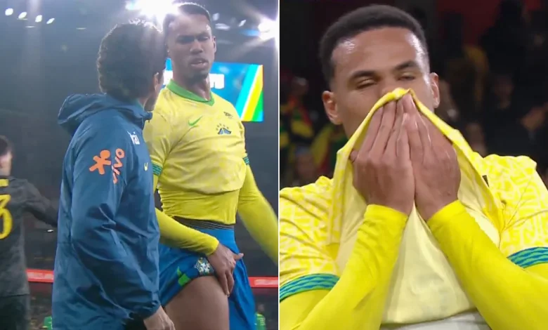 Arsenal in huge North London derby blow as Gabriel limps out of Brazil clash with head in hands