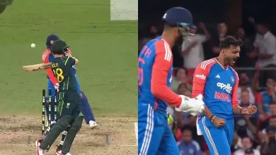 Axar Patel cleans up Josh Inglis with a stunning delivery in 4th T20I