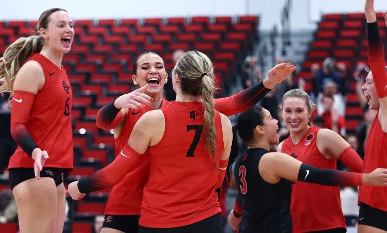 Aztecs Sweep Past Wyoming in MW Tourney Opener