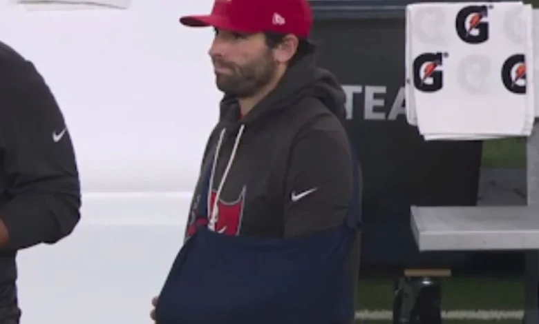 Baker Mayfield nightmare start turns worse as Buccaneers star spotted in sling during SNF