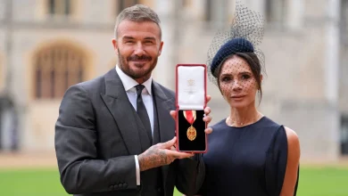 Bend a knee like Beckham: Soccer star is knighted by King Charles III