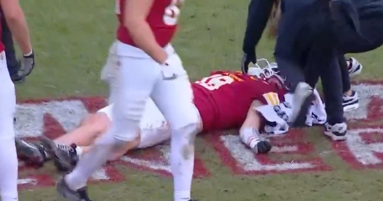Benjamin Brahmer injury update: Iowa State TE carted off after collapsing on the field following hit