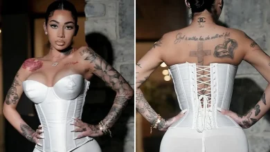 Bhad Bhabie Flaunts Curves in White Corset and Hot Pants