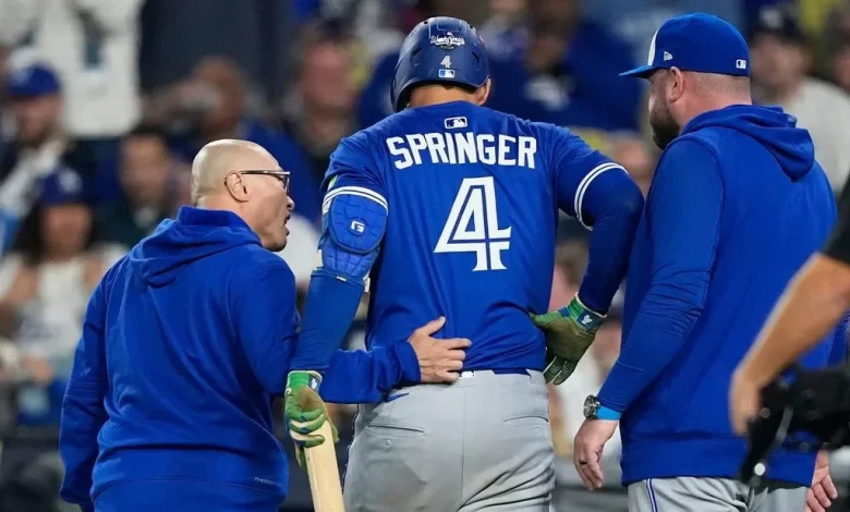 Blue Jays designated hitter Springer leaves Game 3 with apparent injury