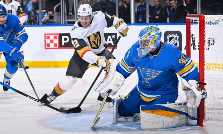 Bowman scores 1st NHL goal, Golden Knights defeat Blues to end 4-game skid