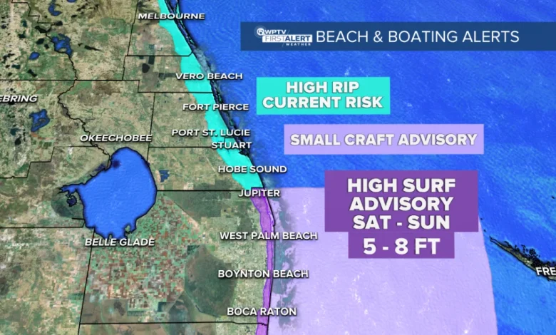 Breezy onshore winds fuel dangerous surf; gradual warmup ahead