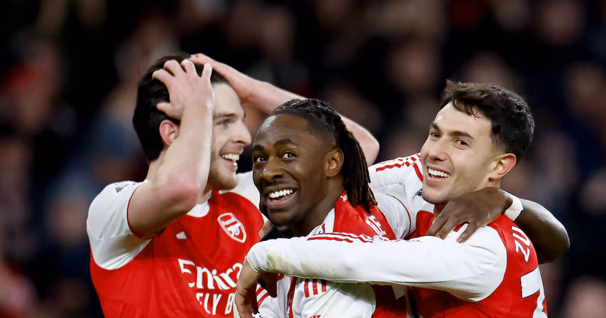 Brilliant Eze hits hat-trick as Arsenal thump Spurs to extend lead in title race