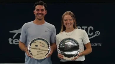 British tennis star wins same tournament as her boyfriend after kicking Federer off court