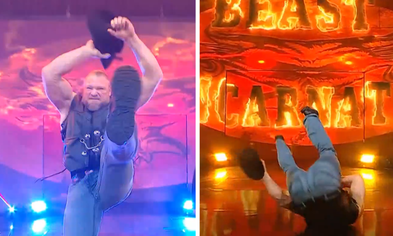 Brock Lesnar Slips During WWE 'Monday Night Raw' Entrance