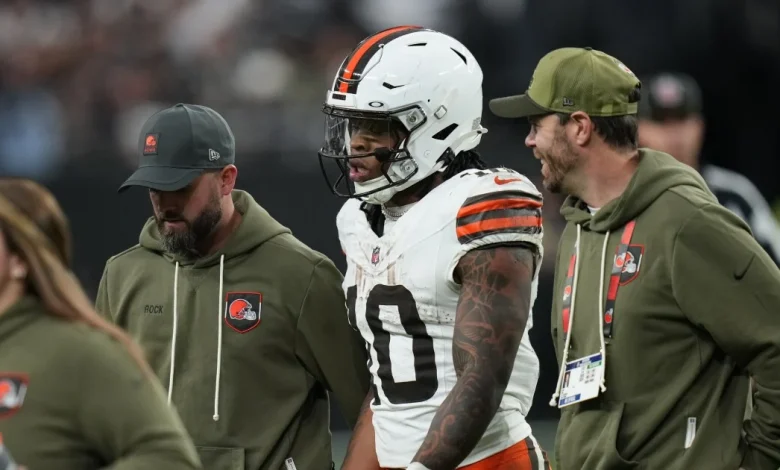 Browns RB Quinshon Judkins leaves field in game against Raiders