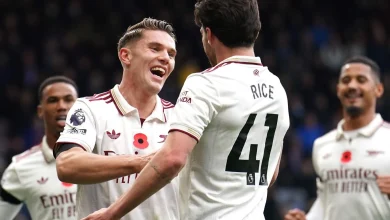 Burnley 0-2 Arsenal: Goals from Viktor Gyokeres and Declan Rice extend Gunners lead at top of Premier League