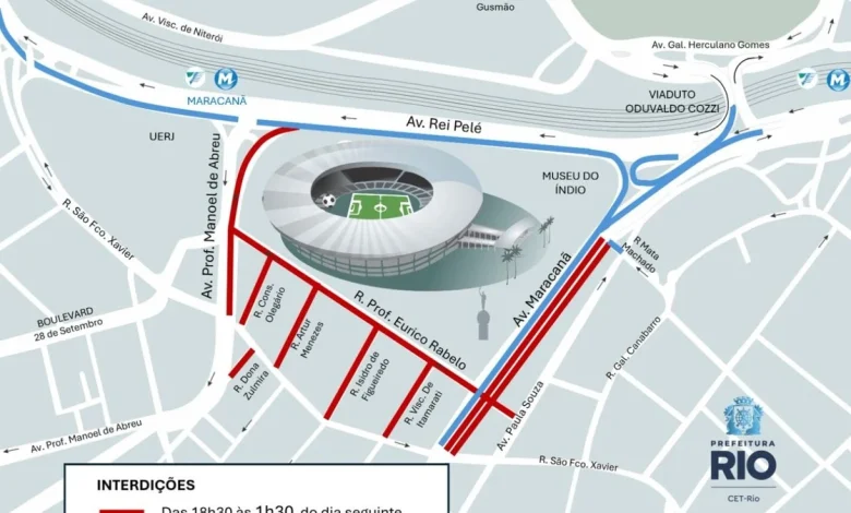 CET-Rio fecha vias e monta operação para Fla-Flu no Maracanã