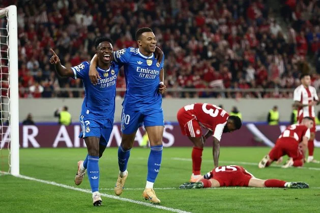 Champions League wrap: Kylian Mbappe nets hat-trick as Real Madrid win thriller against Olympiacos while Atleti beat Inter