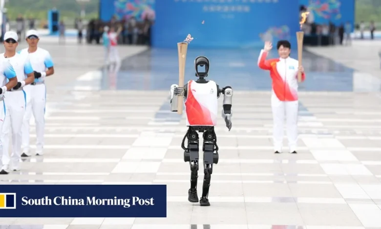 Chariots of wire: China flexes humanoid robot muscle at National Games with torch relay