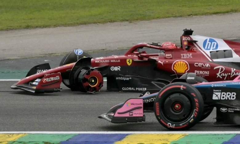 Charles Leclerc retires with damage from Brazil Grand Prix as Oscar Piastri receives penalty