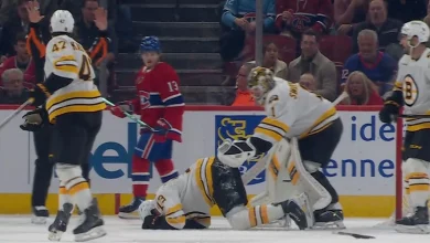 Charlie McAvoy injured on Saturday night.