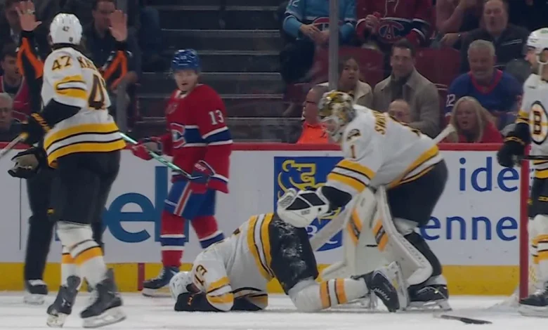 Charlie McAvoy injured on Saturday night.