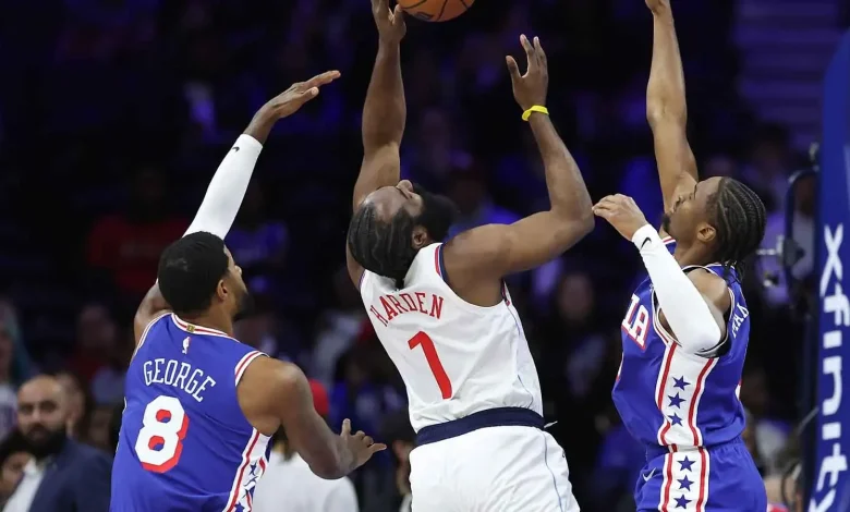 Clippers' James Harden welcomes Paul George back by scoring 28,000th point over 76ers star
