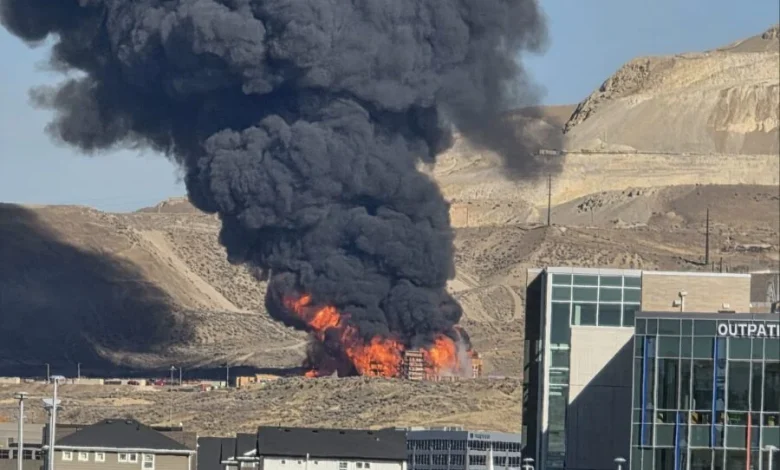 Construction site catches fire at Point of the Mountain near Lehi