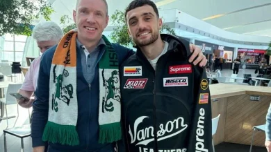 Cork fans meet Irish soccer star Troy Parrott at Budapest Airport