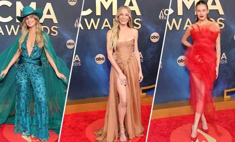 Country stars Lainey Wilson, LeAnn Rimes and Kelsea Ballerini dazzle on CMA Awards red carpet in Nashville